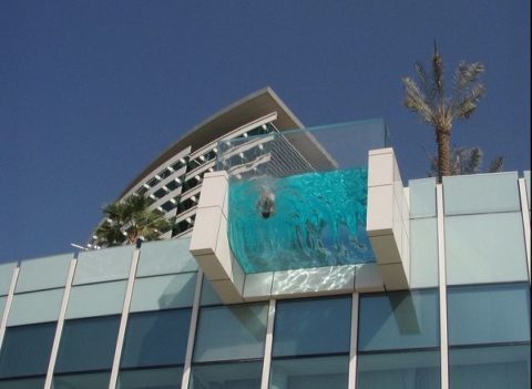 intercontinental hotels dubai festival city glass swimming pool