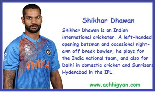 क्रिकेटर शिखर धवन की जीवनी | Shikhar Dhawan Biography in Hindi